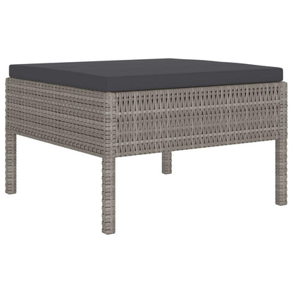 6-tlg. Garten-Lounge-Set mit Auflagen Poly Rattan Grau - Pazzar.ch