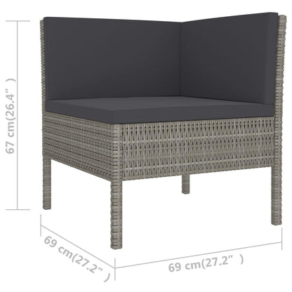 6-tlg. Garten-Lounge-Set mit Auflagen Poly Rattan Grau - Pazzar.ch