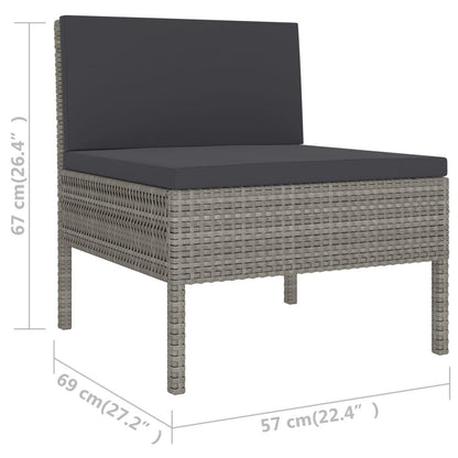 6-tlg. Garten-Lounge-Set mit Auflagen Poly Rattan Grau - Pazzar.ch