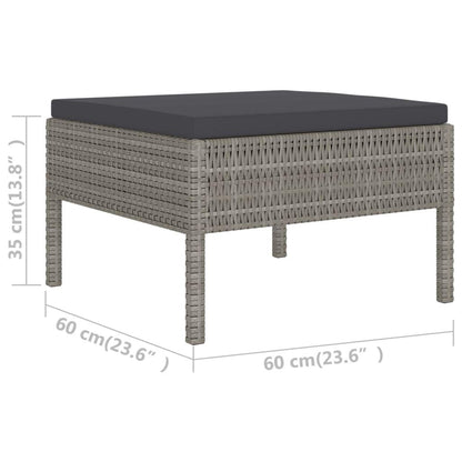 6-tlg. Garten-Lounge-Set mit Auflagen Poly Rattan Grau - Pazzar.ch