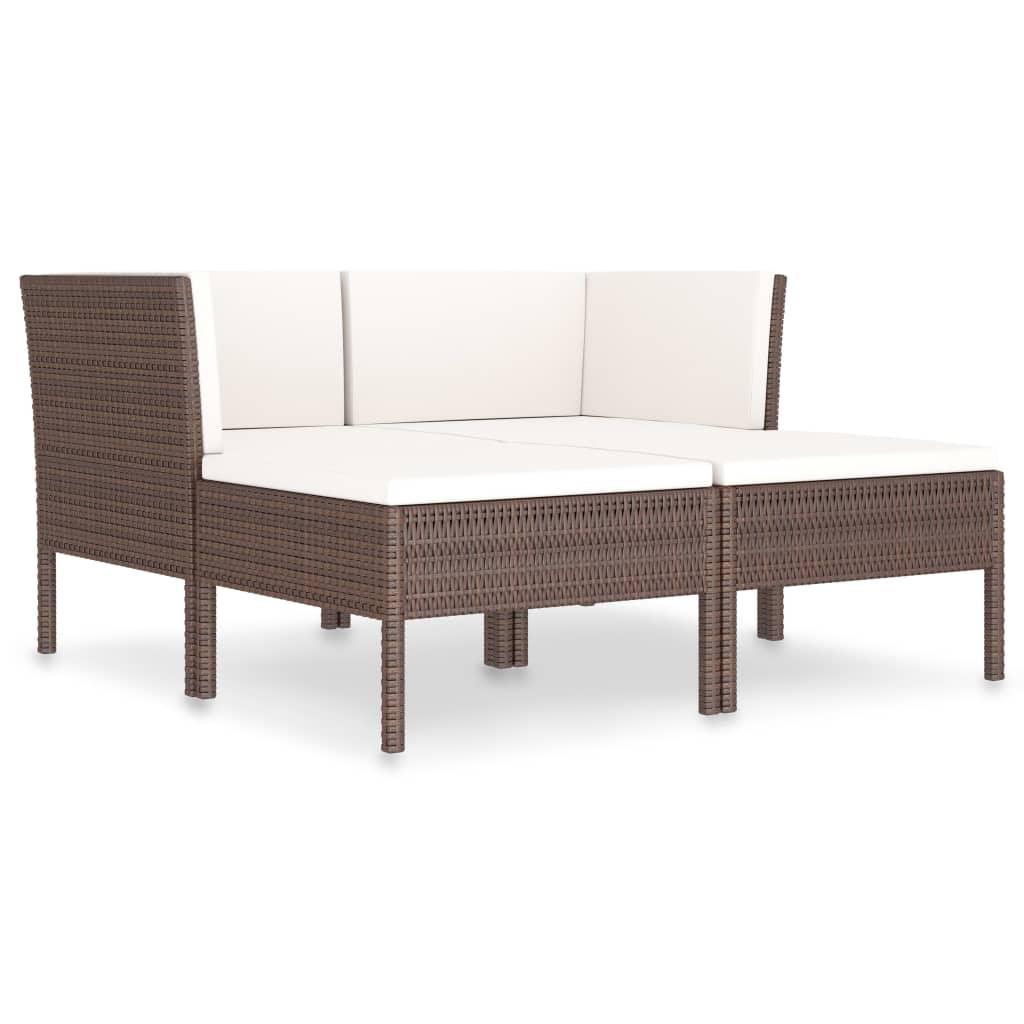 4-tlg. Garten-Lounge-Set mit Auflagen Poly Rattan Braun - Pazzar.ch