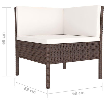 4-tlg. Garten-Lounge-Set mit Auflagen Poly Rattan Braun - Pazzar.ch