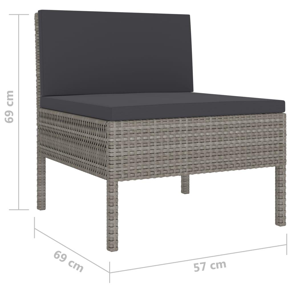 10-tlg. Garten-Lounge-Set mit Auflagen Poly Rattan Grau - Pazzar.ch