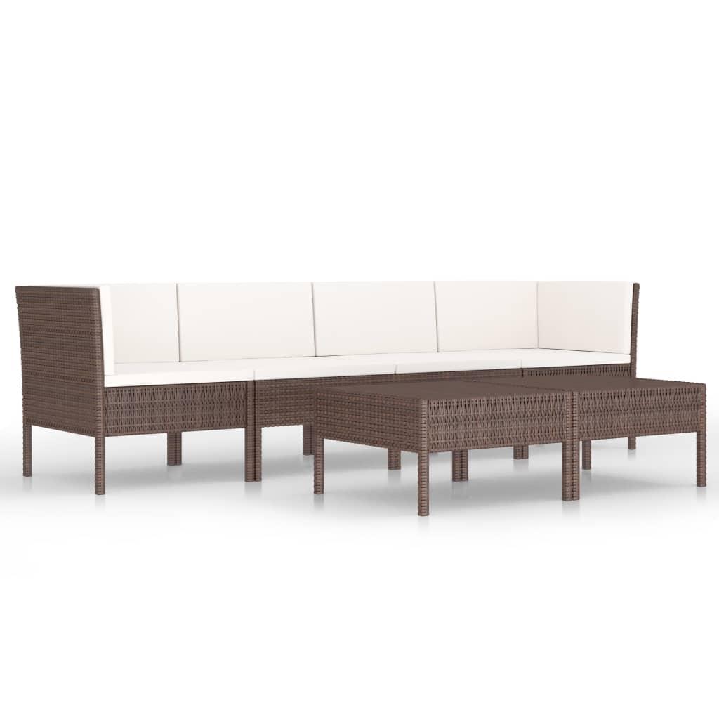 6-tlg. Garten-Lounge-Set mit Auflagen Poly Rattan Braun - Pazzar.ch