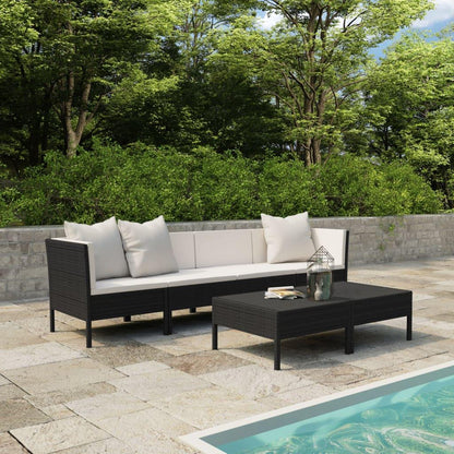 6-tlg. Garten-Lounge-Set mit Auflagen Poly Rattan Schwarz - Pazzar.ch