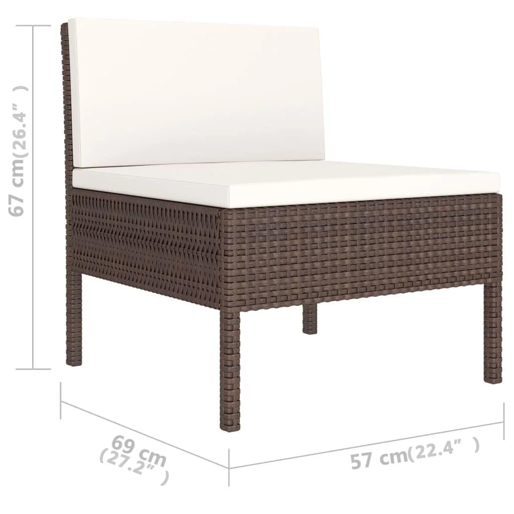 6-tlg. Garten-Lounge-Set mit Auflagen Poly Rattan Braun - Pazzar.ch