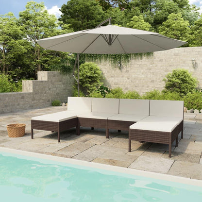 6-tlg. Garten-Lounge-Set mit Auflagen Poly Rattan Braun - Pazzar.ch
