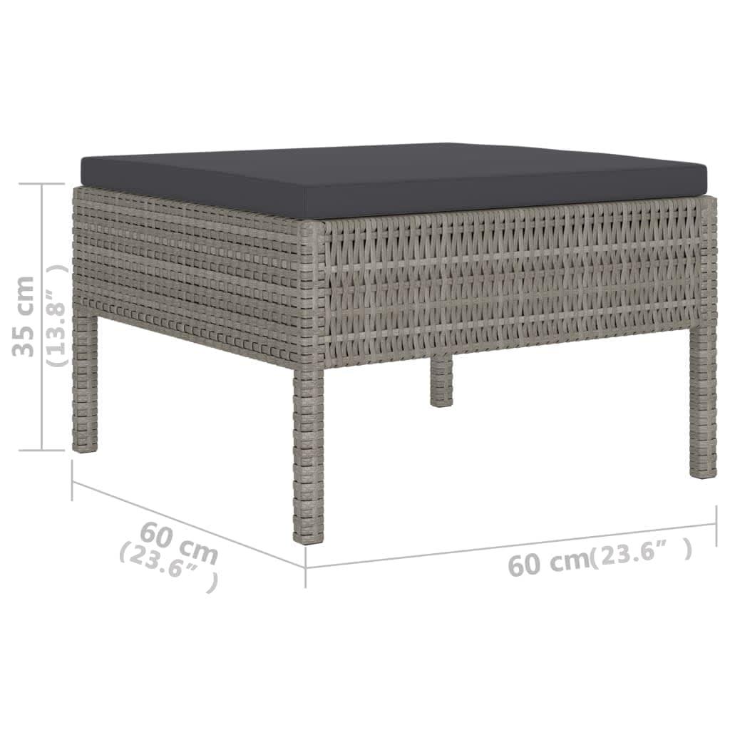 6-tlg. Garten-Lounge-Set mit Auflagen Poly Rattan Grau - Pazzar.ch