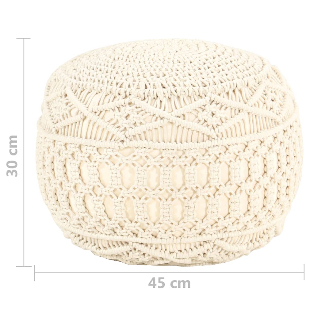 Makramee Sitzpuff Handgefertigt 45x30 cm Baumwolle - Pazzar.ch
