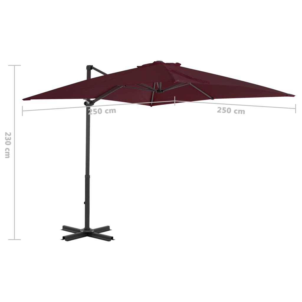 Ampelschirm mit Aluminium-Mast Bordeauxrot 250x250 cm - Pazzar.ch