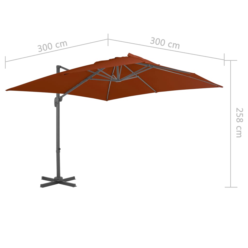 Ampelschirm mit Aluminium-Mast Terrakotta 300x300 cm - Pazzar.ch