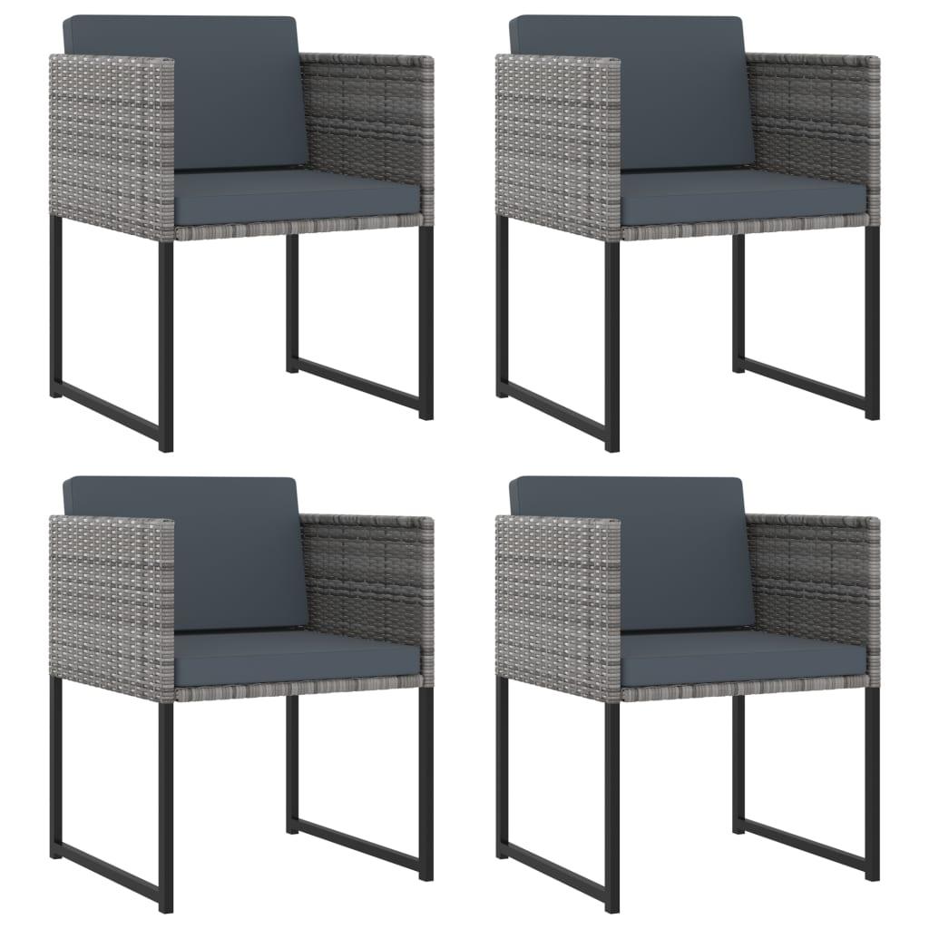 9-tlg. Garten-Essgruppe mit Kissen Poly Rattan Grau
