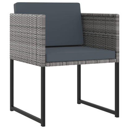 9-tlg. Garten-Essgruppe mit Kissen Poly Rattan Grau - Pazzar.ch
