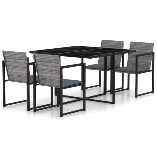 5-tlg. Garten-Essgruppe mit Kissen Poly Rattan Grau - Pazzar.ch