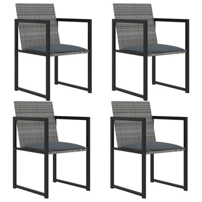 5-tlg. Garten-Essgruppe mit Kissen Poly Rattan Grau - Pazzar.ch