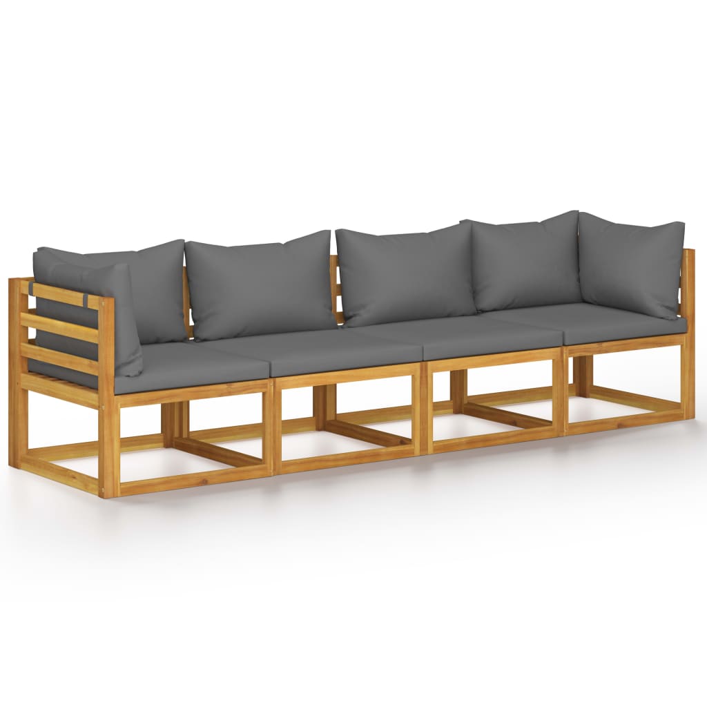 4-Sitzer-Gartensofa mit Auflage Akazie Massivholz - Pazzar.ch