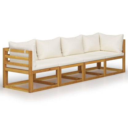 4-Sitzer-Gartensofa mit Auflagen Creme Akazie Massivholz - Pazzar.ch
