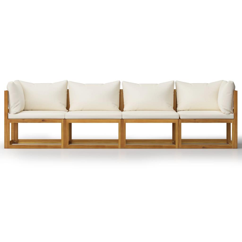 4-Sitzer-Gartensofa mit Auflagen Creme Akazie Massivholz - Pazzar.ch