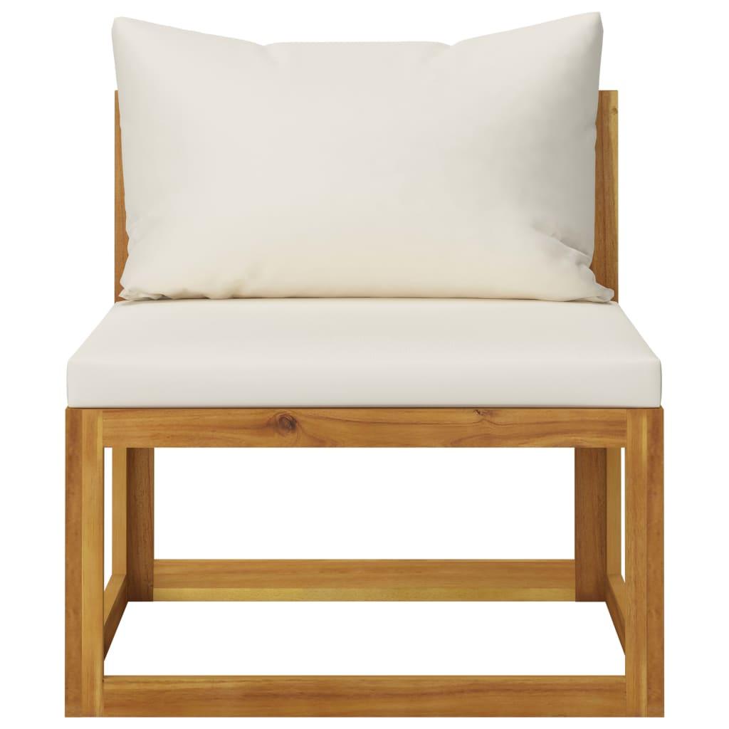 6-tlg. Garten-Lounge-Set mit Auflagen Creme Massivholz Akazie - Pazzar.ch