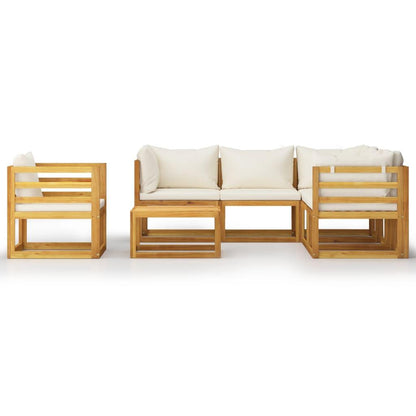 7-tlg. Garten-Lounge-Set mit Auflagen Creme Massivholz Akazie - Pazzar.ch