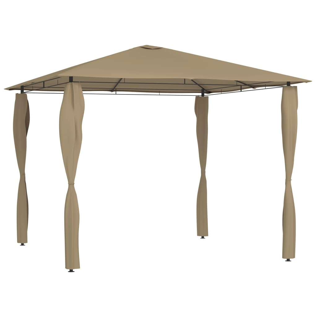 Pavillon mit Pfostenabdeckungen 3x3x2,6 m Taupe 160 g/m² - Pazzar.ch