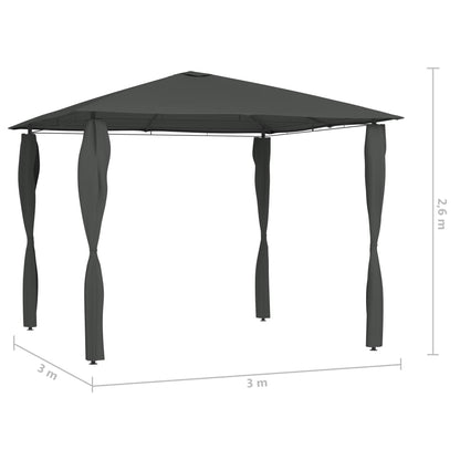 Pavillon mit Pfostenabdeckungen 3x3x2,6 m Anthrazit 160 g/m² - Pazzar.ch
