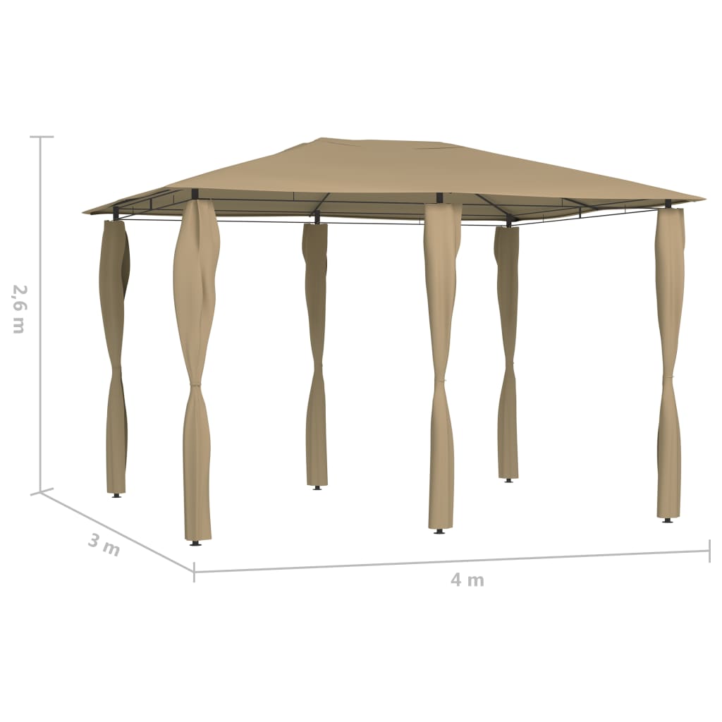 Pavillon mit Pfostenabdeckungen 3x4x2,6 m Taupe 160 g/m² - Pazzar.ch