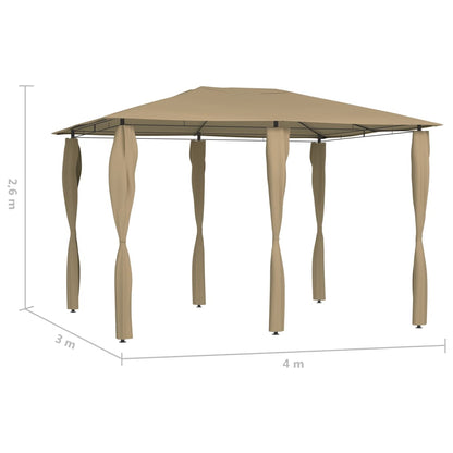 Pavillon mit Pfostenabdeckungen 3x4x2,6 m Taupe 160 g/m² - Pazzar.ch