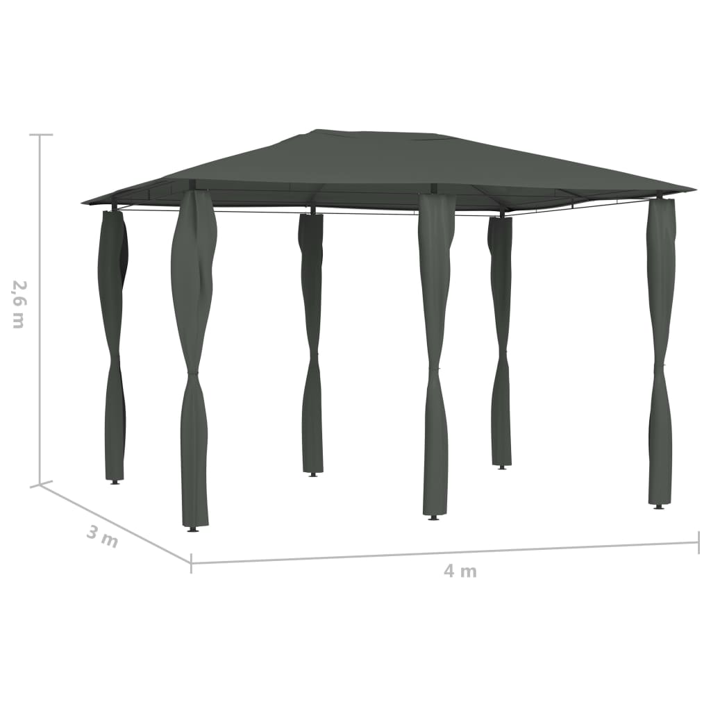 Pavillon mit Pfostenabdeckungen 3x4x2,6 m Anthrazit 160 g/m² - Pazzar.ch