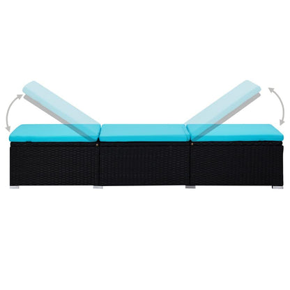 3-tlg. Garten-Sonnenliegen mit Teetisch Poly Rattan Schwarz - Pazzar.ch