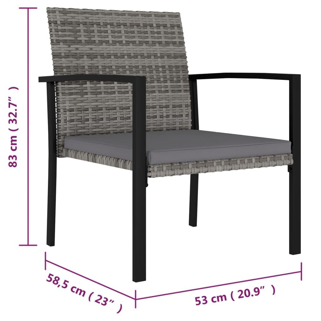 Garten-Essstühle 2 Stk. Poly Rattan Grau - Pazzar.ch