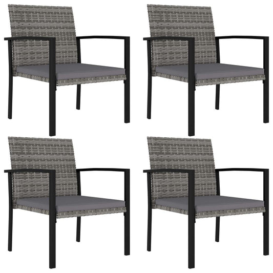 Garten-Essstühle 4 Stk. Poly Rattan Grau - Pazzar.ch
