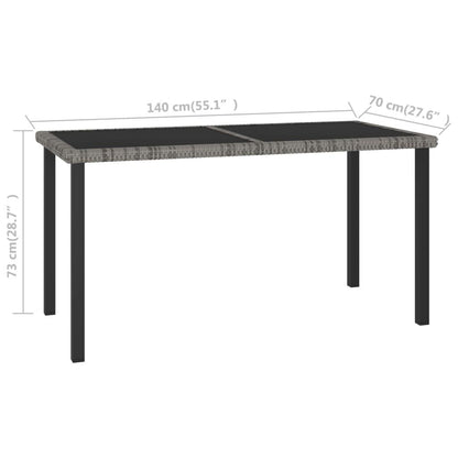 Garten-Esstisch Grau 140x70x73 cm Poly Rattan - Pazzar.ch