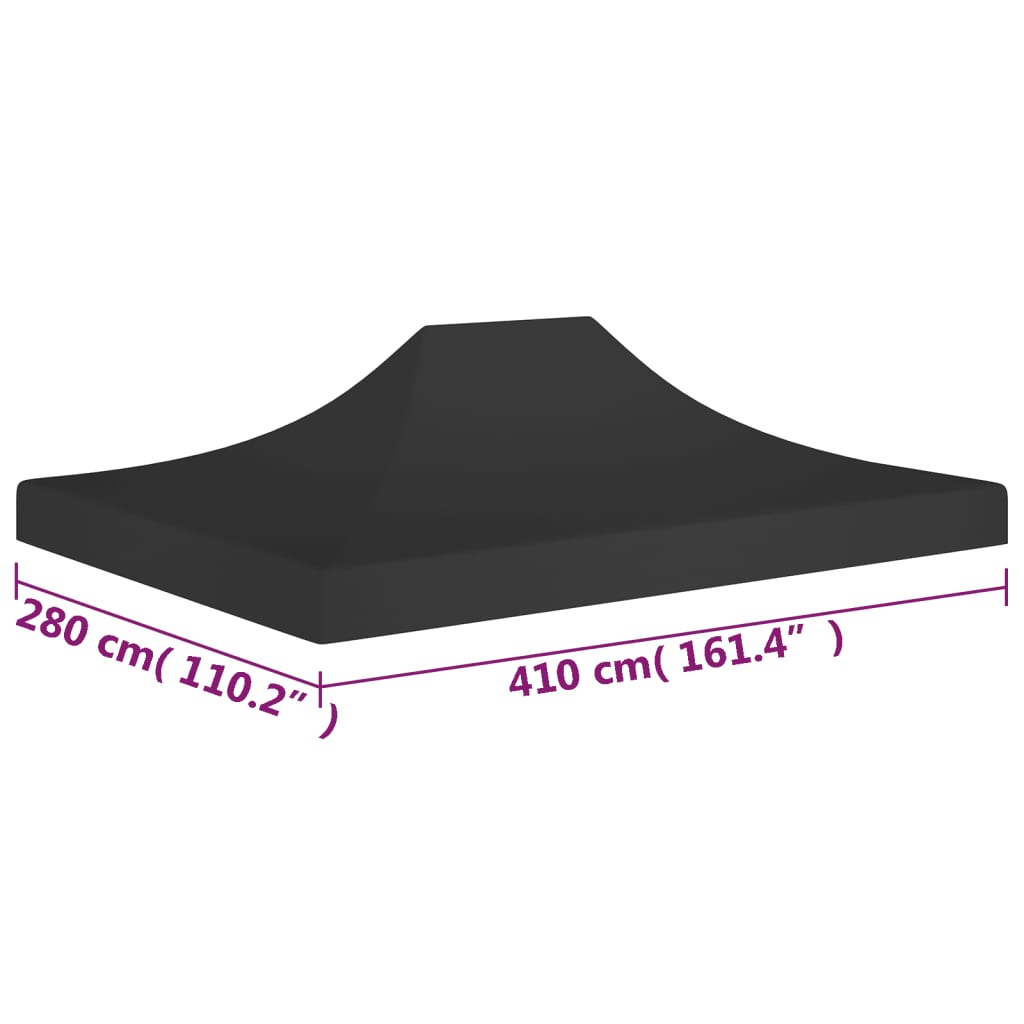Partyzelt-Dach 4x3 m Schwarz 270 g/m²