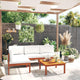 5-teiliges Garten-Lounge-Set mit Kissen Creme 63 x 63 cm