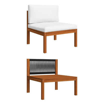 4-tlg. Garten-Lounge-Set mit Kissen Cremeweiß Massivholz Akazie - Pazzar.ch