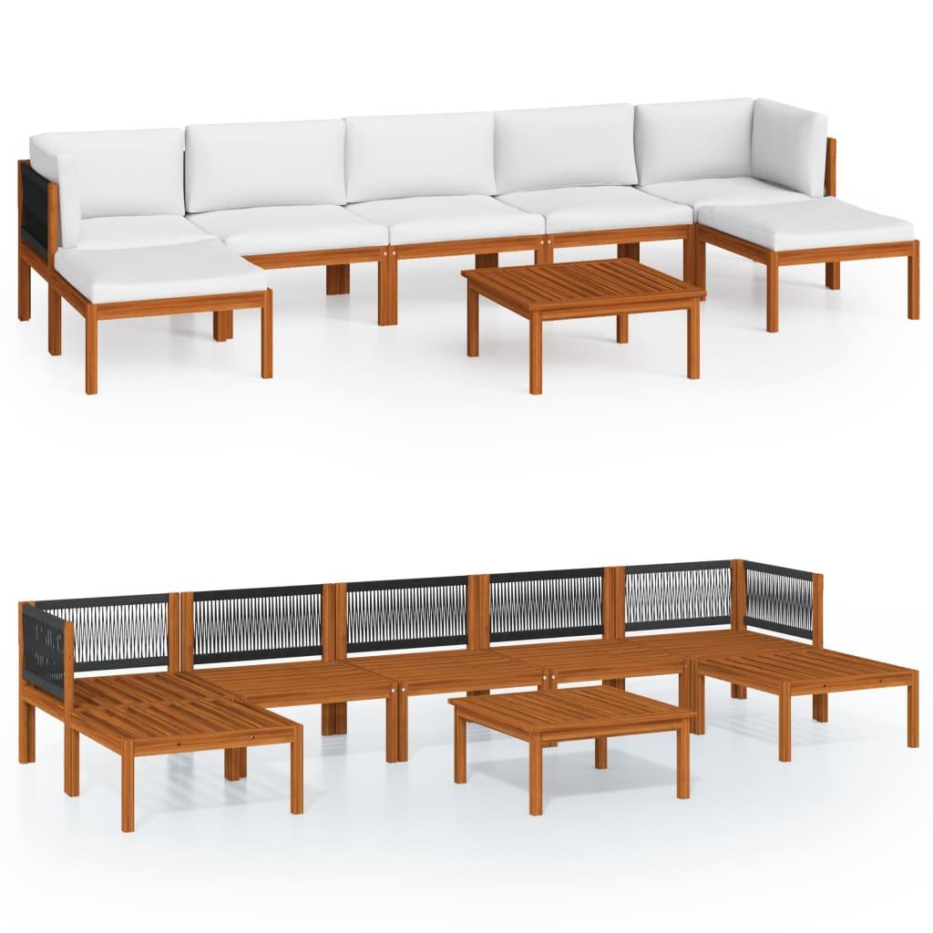 8-tlg. Garten-Lounge-Set mit Kissen Cremeweiß Massivholz Akazie - Pazzar.ch