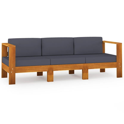 3-Sitzer-Gartensofa mit Dunkelgrauen Auflagen Massivholz Akazie - Pazzar.ch