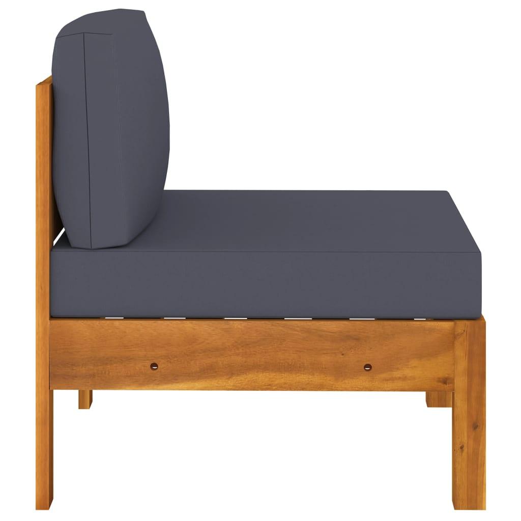 3-Sitzer-Gartensofa mit Dunkelgrauen Auflagen Massivholz Akazie - Pazzar.ch