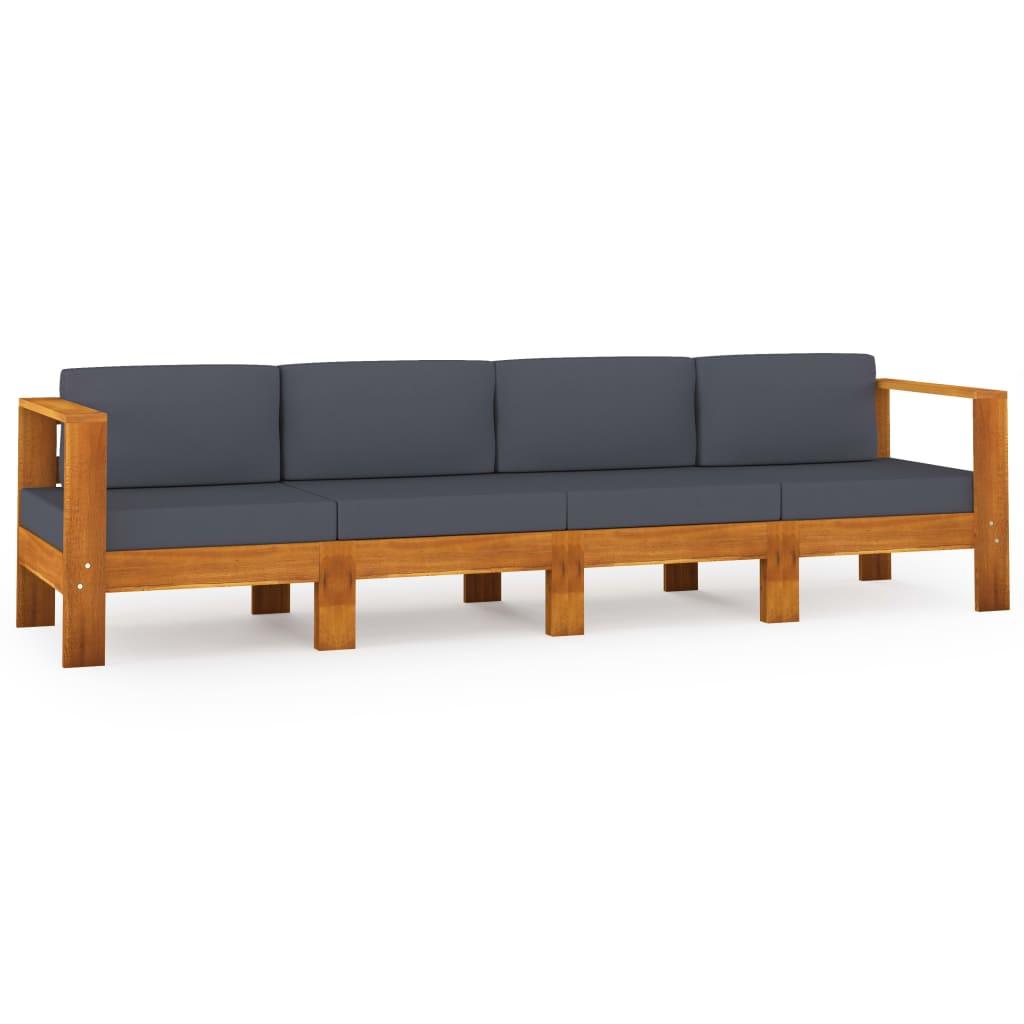 4-Sitzer-Gartensofa mit Dunkelgrauen Auflagen Massivholz Akazie - Pazzar.ch
