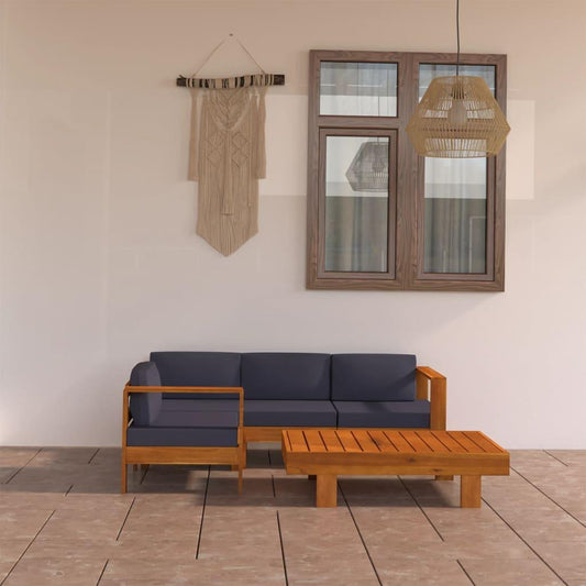 5-tlg. Garten-Lounge-Set mit Dunkelgrauen Auflagen Akazienholz - Pazzar.ch
