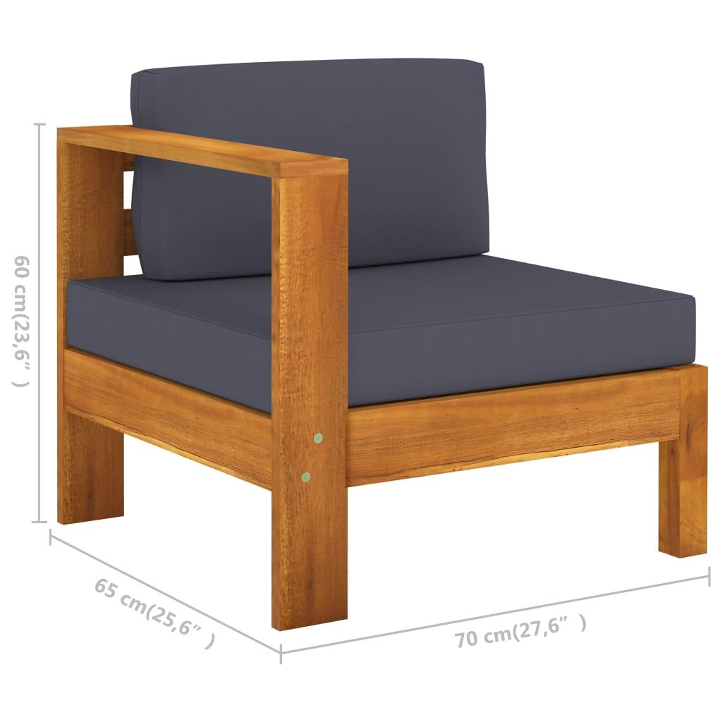 6-tlg. Garten-Lounge-Set mit Dunkelgrauen Auflagen Akazienholz - Pazzar.ch