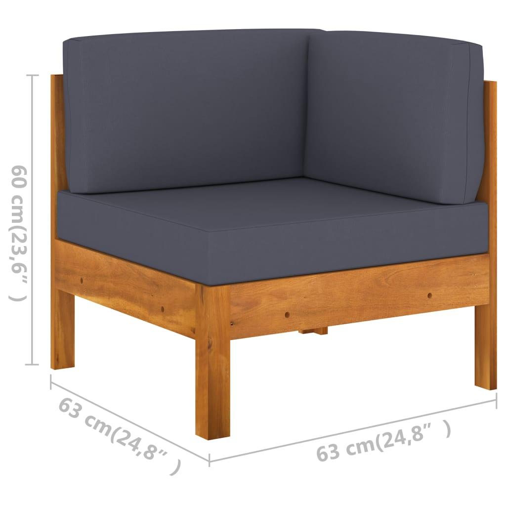 6-tlg. Garten-Lounge-Set mit Dunkelgrauen Auflagen Akazienholz - Pazzar.ch