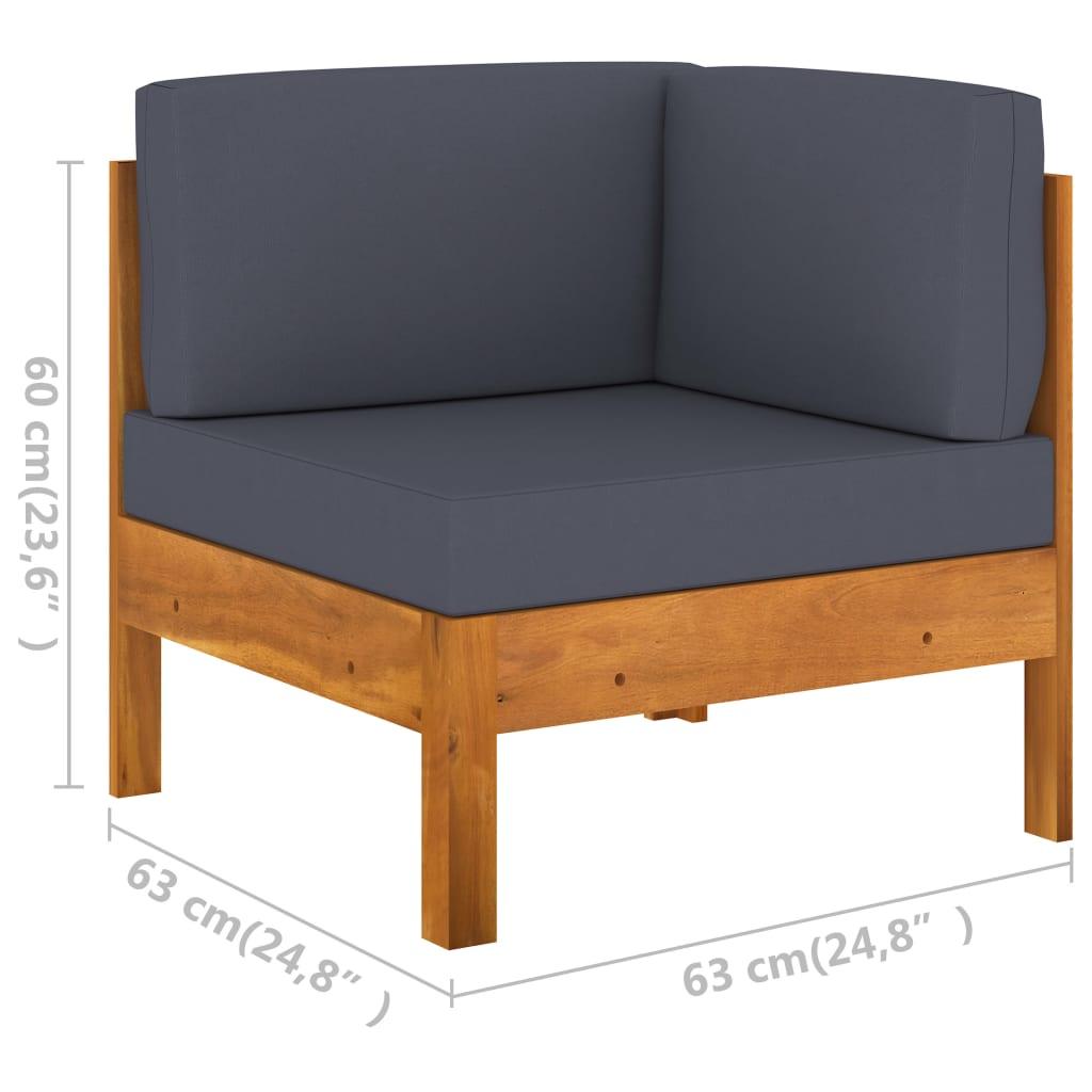 7-tlg. Garten-Lounge-Set mit Dunkelgrauen Auflagen Akazienholz - Pazzar.ch