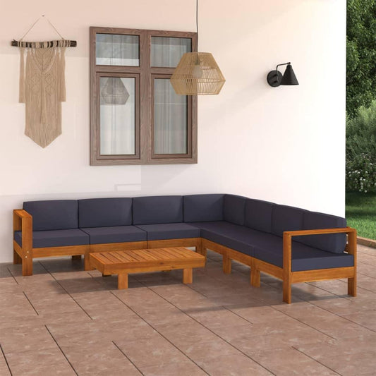 8-tlg. Garten-Lounge-Set mit Dunkelgrauen Auflagen Akazienholz - Pazzar.ch