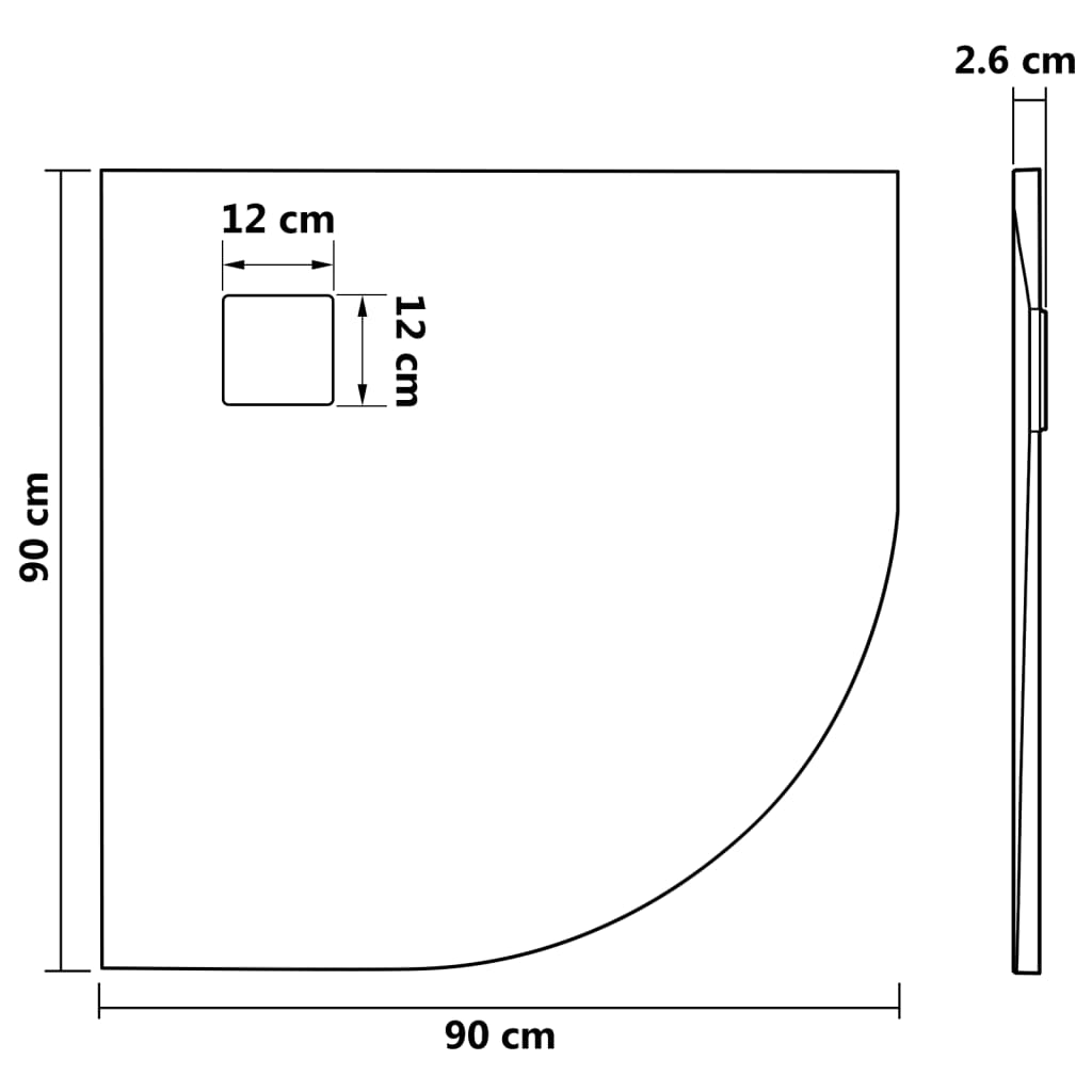 Duschwanne SMC Braun 90x90 cm - Pazzar.ch