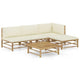 5-tlg. Garten-Lounge-Set mit Cremeweißen Kissen Bambus