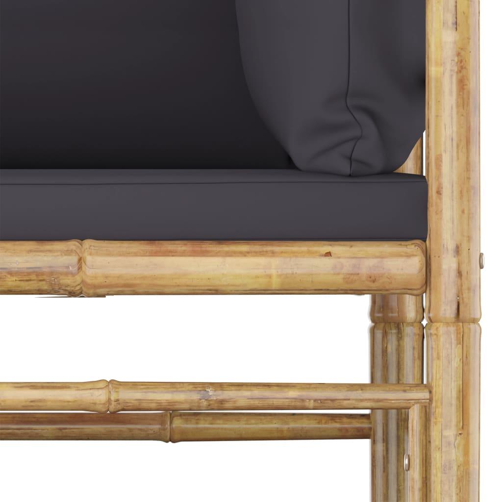 5-tlg. Garten-Lounge-Set mit Dunkelgrauen Kissen Bambus - Pazzar.ch