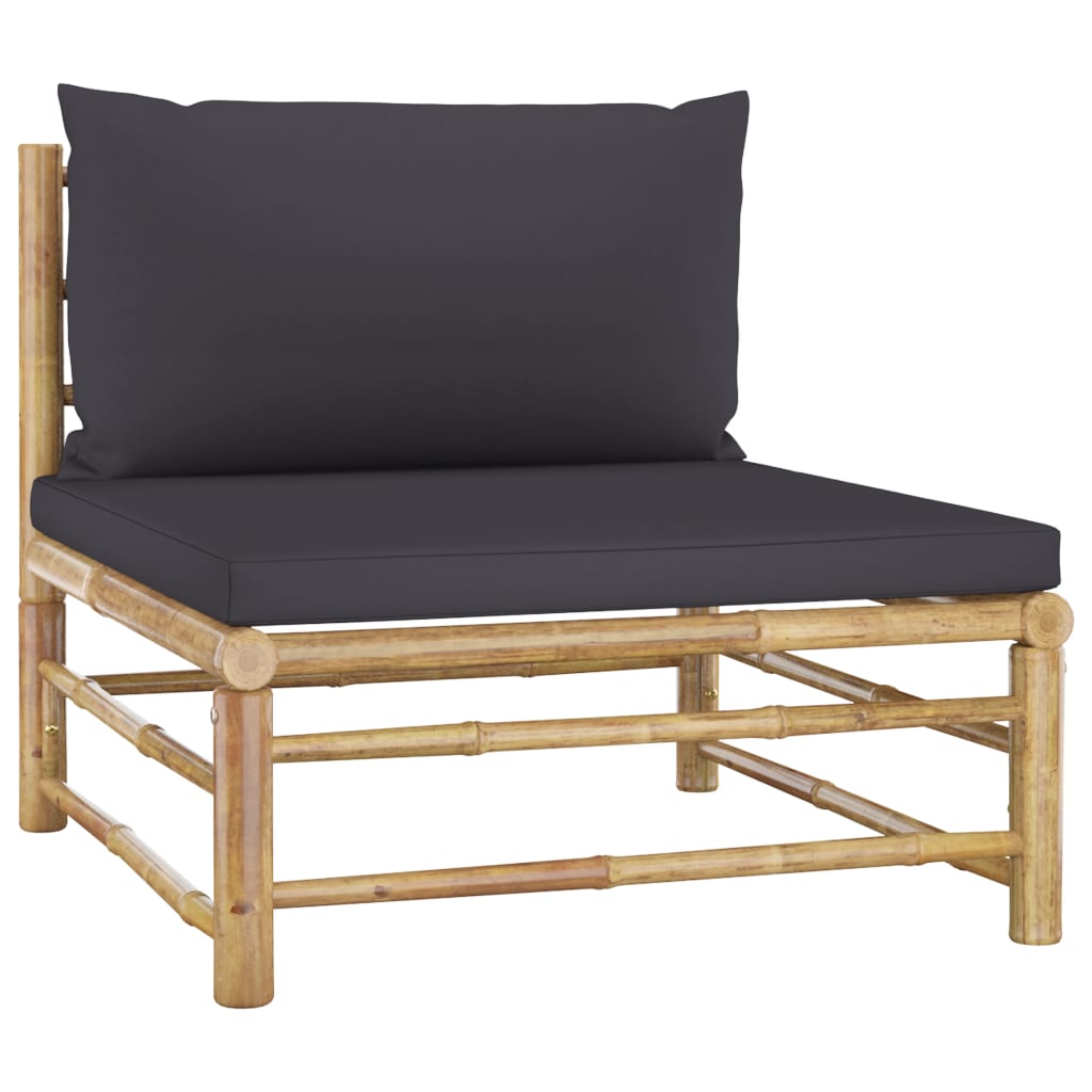 5-tlg. Garten-Lounge-Set mit Dunkelgrauen Kissen Bambus - Pazzar.ch