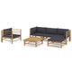 6-tlg. Garten-Lounge-Set mit Dunkelgrauen Kissen Bambus